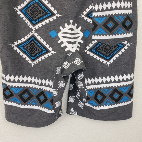 Retro Distrikt Men's Sz XL Grey Aztec Print Drawcord Casual Board Shorts - Picture 9 of 13